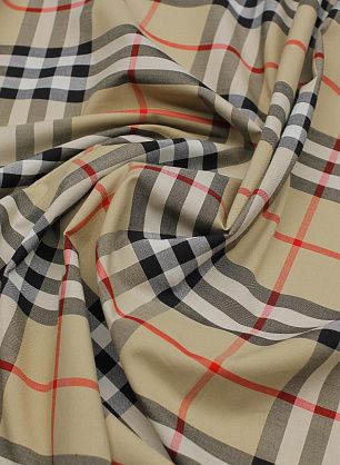 Хлопок (н) бежево-красно-черная клетка - в интернет-магазине тканей Тессутидея арт. 01-7280