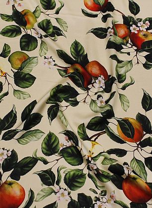 Шелк твил купон (1,7м) (н) яблоки на молочном - в интернет-магазине тканей Тессутидея арт. 10-4224