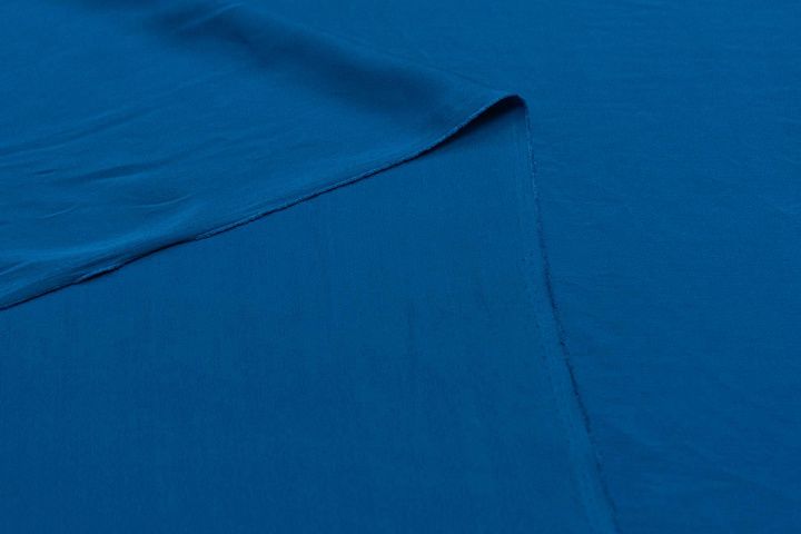 Крепдешин стрейч (о) темно-голубой - итальянские ткани Тессутидея арт. 10-1435
