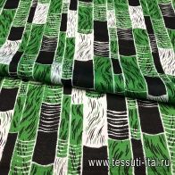 Батист (н) черно-зеленый орнамент - итальянские ткани Тессутидея арт. 01-4489
