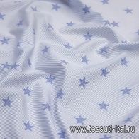 Сорочечная (н) звезды на бело-голубой полоске  - итальянские ткани Тессутидея арт. 01-6145
