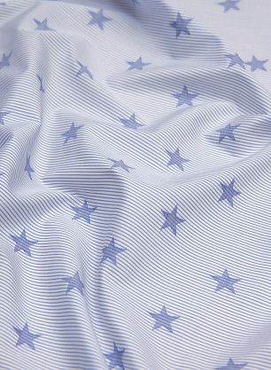 Сорочечная (н) звезды на бело-голубой полоске  - в интернет-магазине тканей Тессутидея арт. 01-6145