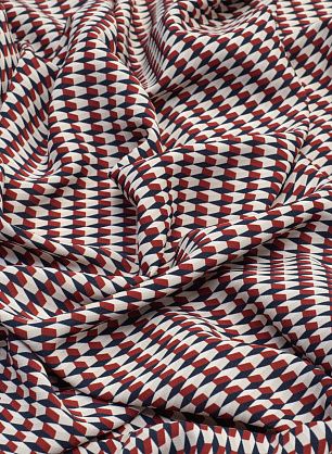 Плательная стрейч (н) сине-бело-бордовый геометрический орнамент - в интернет-магазине тканей Тессутидея арт. 04-1261