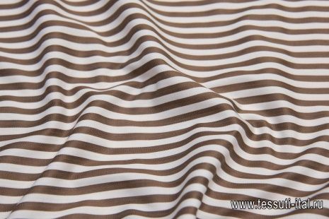 Сорочечная (н) бело-коричневая полоска - итальянские ткани Тессутидея арт. 01-6198