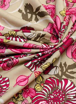 Хлопок (н) цветочный орнамент на бежевом - в интернет-магазине тканей Тессутидея арт. 01-5135