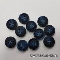 Пуговица пластик 4 прокола d-15мм сине-голубая - итальянские ткани Тессутидея арт. F-5114