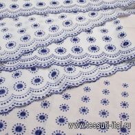 Шитье (н) синяя вышивка на белом ш-75см - итальянские ткани Тессутидея арт. 01-5403