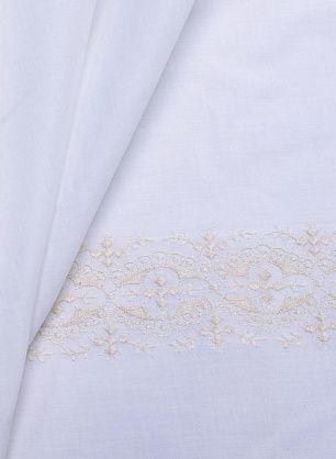 Хлопок (н) бежевая вышивка на айвори - в интернет-магазине тканей Тессутидея арт. 01-5233