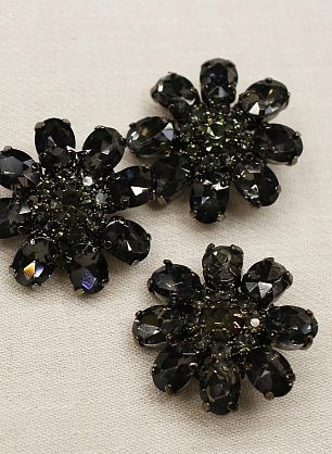 Пуговица на ножке металл никель со стразами - итальянские ткани Тессутидея F-6161