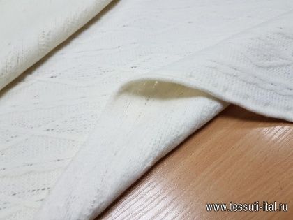 Трикотаж вареная шерсть (о) фактурный айвори - итальянские ткани Тессутидея арт. 15-0733