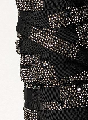 Тесьма репсовая черная со стразами ш-1см - в интернет-магазине тканей Тессутидея арт. F-4943