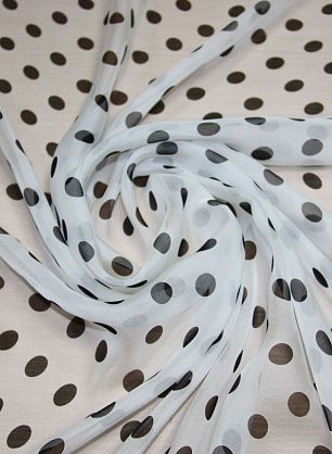 Шифон (н) черный горох на белом - в интернет-магазине тканей Тессутидея арт. 02-5281