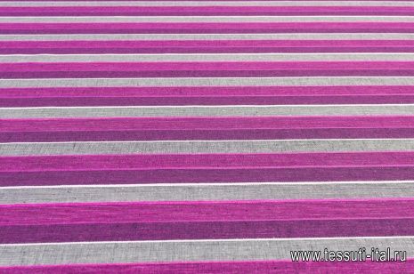 Плательная (н) черно-розово-фиолетовая стилизованная полоска - итальянские ткани Тессутидея арт. 03-5669