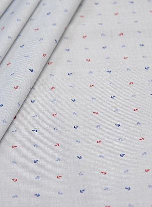 Сорочечная (н) красно-синие якоря на светло-сером меланже - в интернет-магазине тканей Тессутидея арт. 01-5692