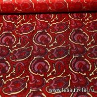 Плащевая (н) черно-красно-сиреневые пейсли - итальянские ткани Тессутидея арт. 02-6663