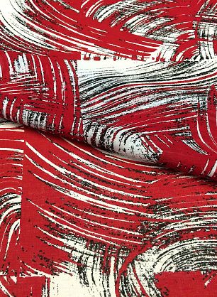 Батист (н) черно-белый орнамент на красном - в интернет-магазине тканей Тессутидея арт. 01-4029