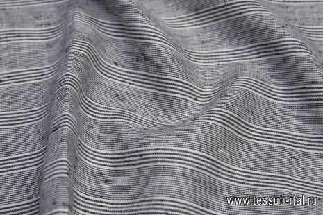 Лен (н) черно-белая полоска - итальянские ткани Тессутидея арт. 16-0638