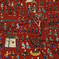 Трикотаж шерсть (н) люди на красно-коричневом - итальянские ткани Тессутидея арт. 15-1167