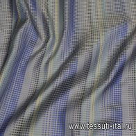 Шелк жаккард (н) сине-голубые полосы из стилизованного гороха - итальянские ткани Тессутидея арт. 10-3244