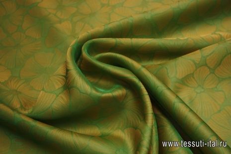 Органза (н) цветочный орнамент на зеленом - итальянские ткани Тессутидея арт. 02-5990