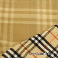 Пальтовая дабл шерсть двухслойная (н) клетка на бежевом - итальянские ткани Тессутидея арт. 09-2134