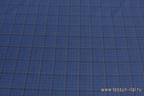 Костюмная (н) сине-бело-коричневая меланжевая клетка в стиле Loro Piana - итальянские ткани Тессутидея арт. 05-4159