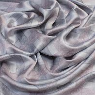 Шелк атлас (н) серо-розовый геометрический орнамент в стиле Armani - итальянские ткани Тессутидея арт. 10-0556
