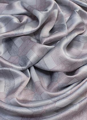 Шелк атлас (н) серо-розовый геометрический орнамент в стиле Armani - в интернет-магазине тканей Тессутидея арт. 10-0556