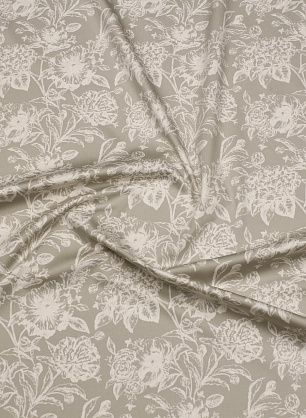 Хлопок стрейч (н) белый цветочный рисунок на сером - в интернет-магазине тканей Тессутидея арт. 01-7778