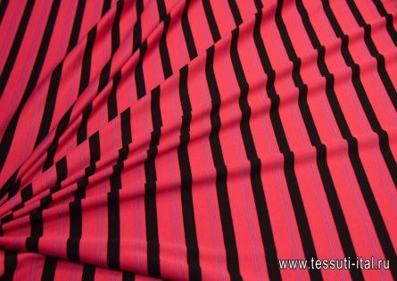 Трикотаж хлопок (н) красно-черно-голубая полоска - итальянские ткани Тессутидея арт. 12-0971