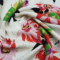 Жаккард фактурный (н) яркий цветочный орнамент на айвори Etro - итальянские ткани Тессутидея арт. 03-4479