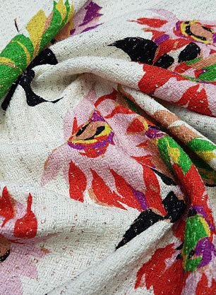 Жаккард фактурный (н) яркий цветочный орнамент на айвори Etro - в интернет-магазине тканей Тессутидея арт. 03-4479