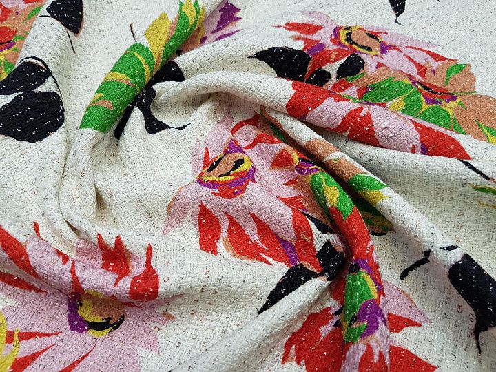 Жаккард фактурный (н) яркий цветочный орнамент на айвори Etro - итальянские ткани Тессутидея арт. 03-4479