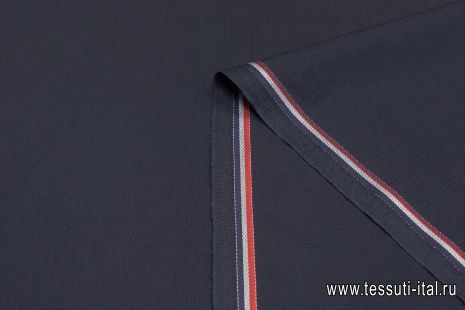 Костюмная (о) темно-синяя с красно-белой полосой - итальянские ткани Тессутидея арт. 05-4032