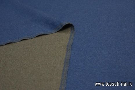 Пальтовая дабл двухслойная (о) синяя диагональ/хаки Loro Piana - итальянские ткани Тессутидея арт. 09-1810