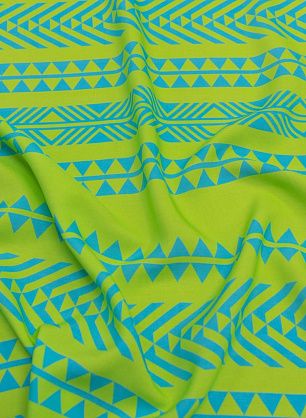 Плательная вискоза (н) салатово-бирюзовый геометрический рисунок - в интернет-магазине тканей Тессутидея арт. 04-1457