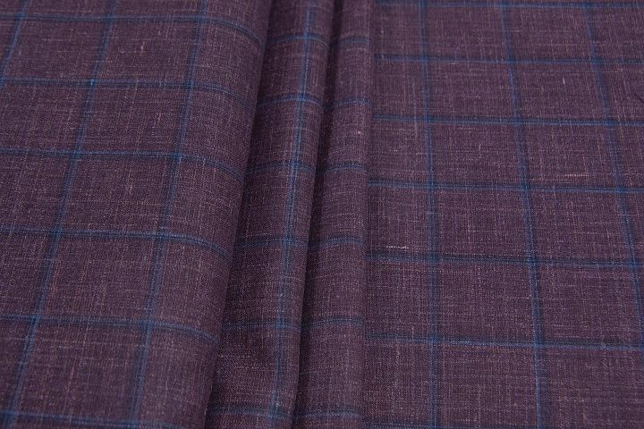 Костюмная (н) бордово-синяя клетка Loro Piana - итальянские ткани Тессутидея арт. 05-3967