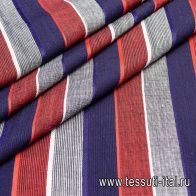 Плательная (н) сине-бело-красно-черная стилизованная полоска - итальянские ткани Тессутидея арт. 03-5671