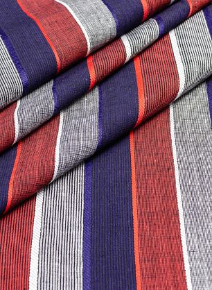 Плательная (н) сине-бело-красно-черная стилизованная полоска - в интернет-магазине тканей Тессутидея арт. 03-5671