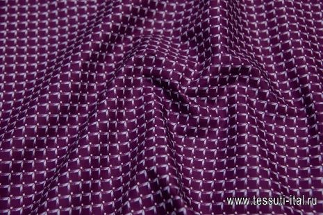 Сорочечная (н) голубая стилизованная клетка на фиолетовом - итальянские ткани Тессутидея арт. 01-6152