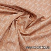 Джинса (н) белый логотип на розово-бежевом - итальянские ткани Тессутидея арт. 01-7314