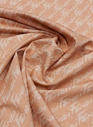 Джинса (н) белый логотип на розово-бежевом - в интернет-магазине тканей Тессутидея арт. 01-7314