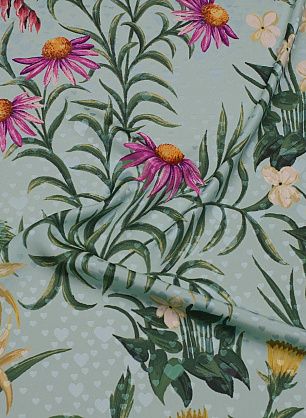 Шелк дама (н) ягодно-растительный рисунок и сердечки на тиффани - в интернет-магазине тканей Тессутидея арт. 10-4222