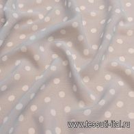 Шифон (н) белый горох на светло-сером - итальянские ткани Тессутидея арт. 10-2644
