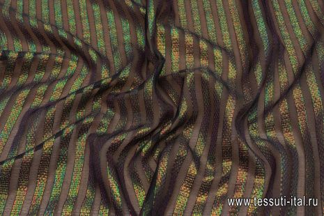 Плательная с люрексом (н) полосы из цветного люрекса на черном - итальянские ткани Тессутидея арт. 03-6810