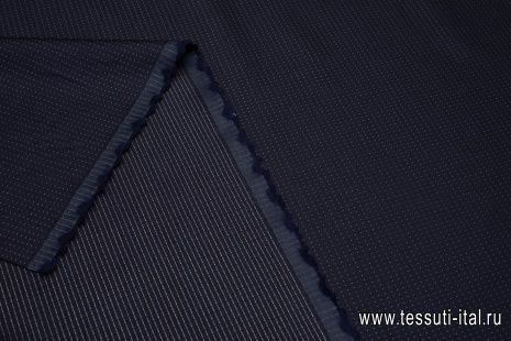 Костюмная (н) белая стилизованная полоска на темно-синем - итальянские ткани Тессутидея арт. 05-3399