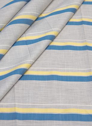 Хлопок (н) сине-желтая полоска на сером меланже - в интернет-магазине тканей Тессутидея арт. 01-6024