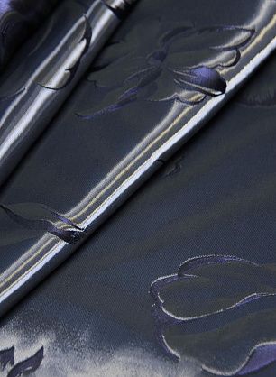 Органза эффект воды с люрексом (н) сине-серый растительный принт - в интернет-магазине тканей Тессутидея арт. 03-6473