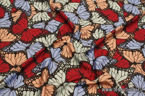 Хлопок (н) крупные разноцветные бабочки - итальянские ткани Тессутидея арт. 01-7319