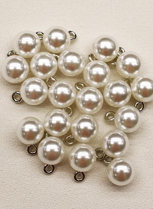 Пуговица пластик на ножке d-10мм белая, черная жемчужина - в интернет-магазине тканей Тессутидея арт. F-6632